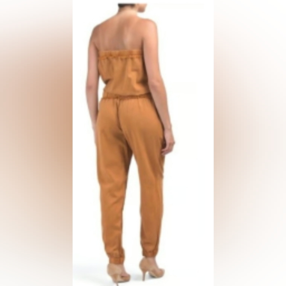 Young Fabulous & Broke YFB tan brown strapless jogger leg jumpsuit size Small - Picture 3 of 3
